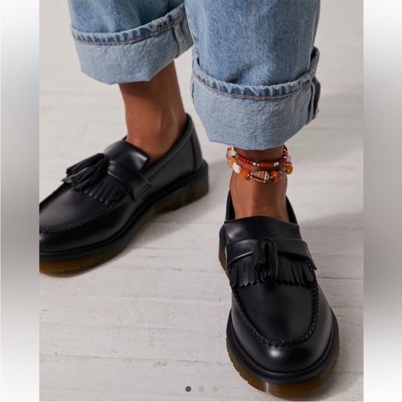 DR. MARTEN Adrian Leather Black Tassel Oxford Slip On Loafers - Womens 8 - Picture 4 of 13